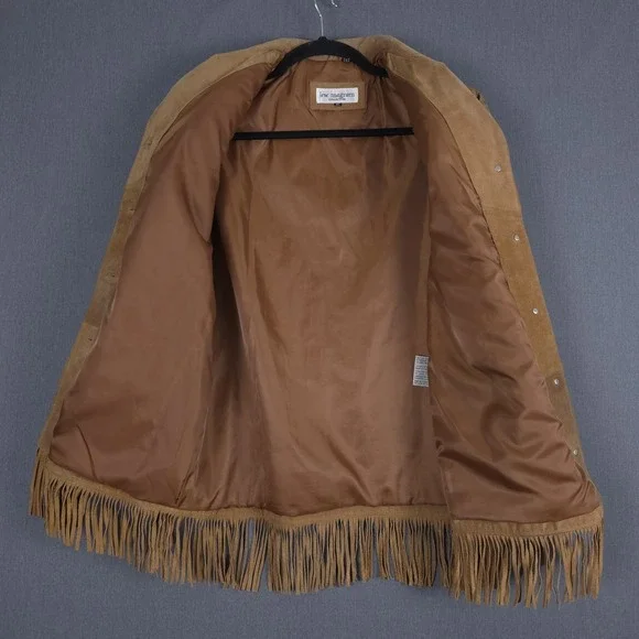 Lew Magram Western Jacket Womens XL Brown Suede Leather Embroidered Fringe Aztec - Picture 12 of 16